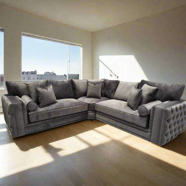 Royale Mayfair Chesterfield Corner Sofa - Grey