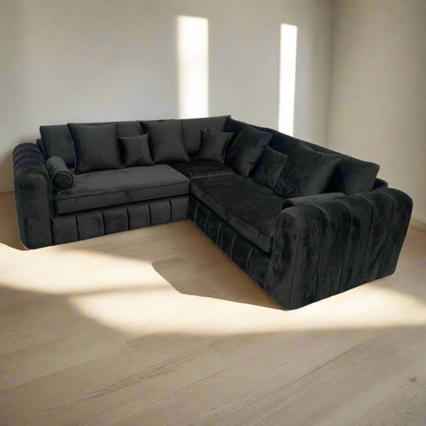 Layla Corner Sofa + extra cushions - Black/Fullback