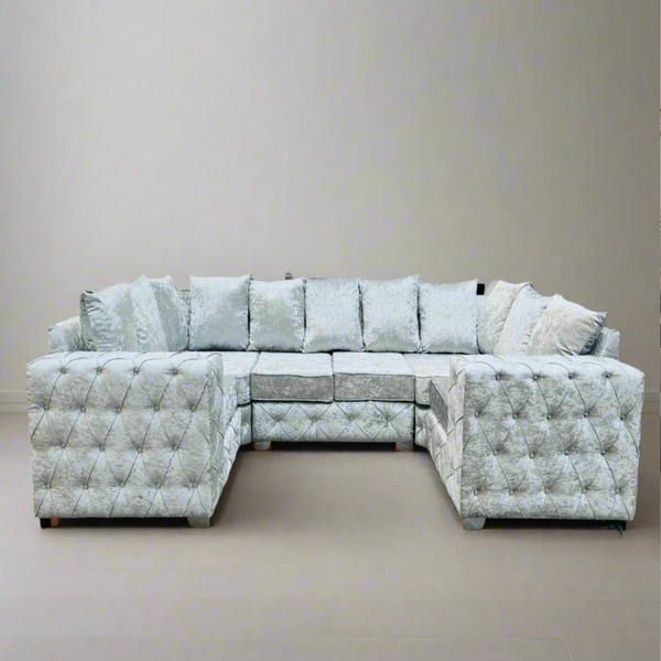 Ashton U Shape Sofa - Silver/6 seater