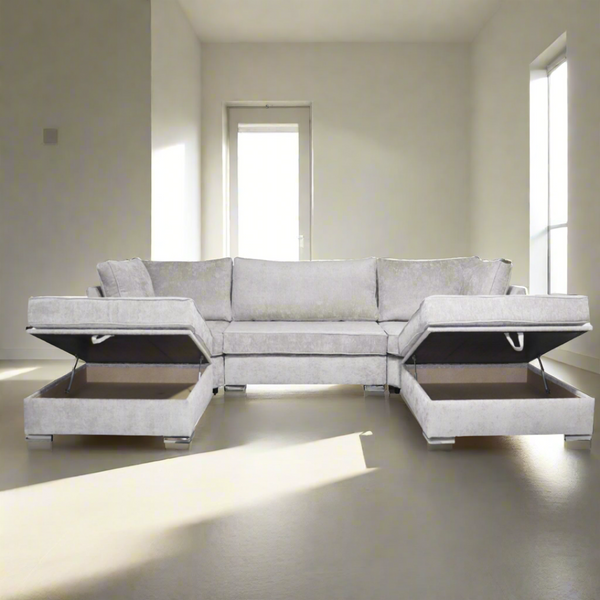 Lux U Shape Storage Sofa - Cream