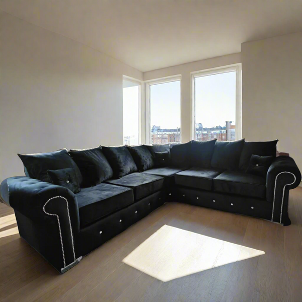 Olympia Corner Sofa - Black/Diamond