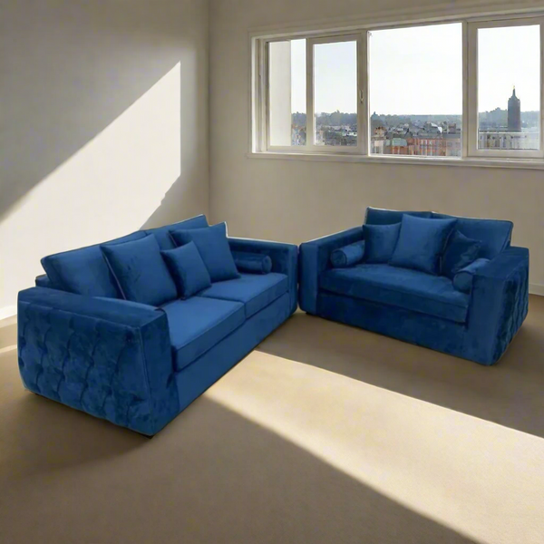 Mayfair 3 + 2 Sofa Set + extra cushion set - Blue/Fullback